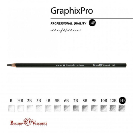 Карандаш ч/г 14В трехгранный Bruno Visconti "GraphixPro"