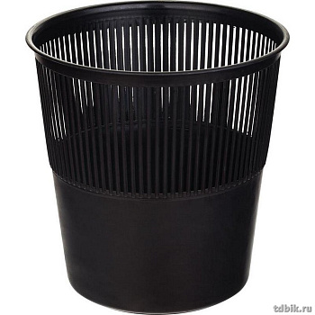 Корзина для бумаг пластиковая  9л сетчатая, черная, Стамм