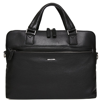 Сумка мужская FABRETTI 38*27*9, нат. кожа, черный