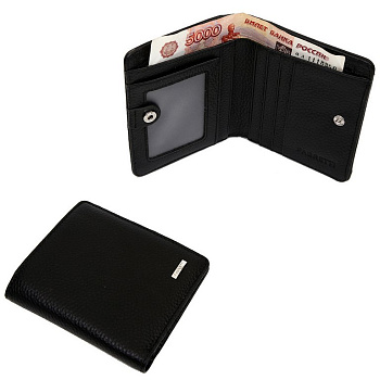 Портмоне FABRETTI мужское, нат.кожа, 10*11*3см, черный