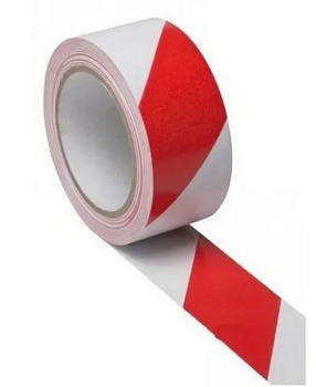 Лента сигнальная для ограждений красно-белая 50мм*200м, deVENTE, 30 мкм