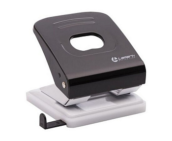 Дырокол до 30л метал. Lаmark "Mettallic", с линейкой, черный