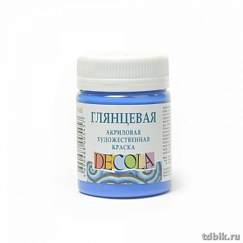 Краска акриловая художественная глянцевая 50мл синяя Декола