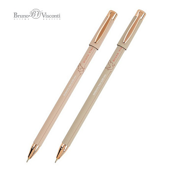 Ручка шариковая BV "Total Beige" 0,38мм синяя (стерж.138мм, линия 0,36мм) игольч.