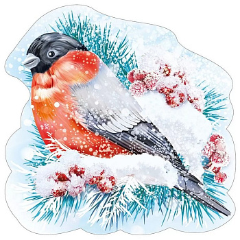 Наклейка оформительская на скотче зимняя "Снегирь" 156*156 мм