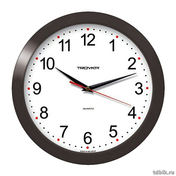 Часы настенные TROYKA 29*29*3,5см, круглые, цв. белый, черная рамка