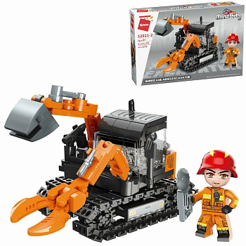 Конструктор пластиковый 176 дет. "Пожарный трактор-манипулятор" Qman