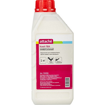 Клей ПВА 1кг Attache, морозостойкий