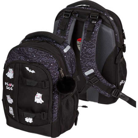 Рюкзак школьный для девочки deVENTE "Ergo. Ghost Meow" 39*28*20 см, черный