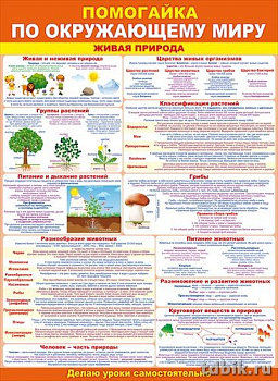 Плакат обучающий "Помогайка по окружающему миру.Живая природа" А2