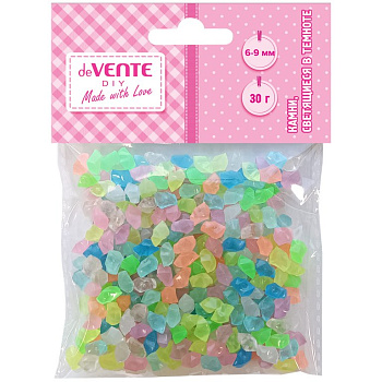 Камни декоративные 6-9мм,  светятся в темноте, 30гр. (ассорти) deVENTE. DIY "Радужные кристаллы"