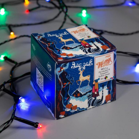 Гирлянда комнатная Нить  5м, 50 цв. ламп, 8 реж., черный провод (от -10 до +35 °С)