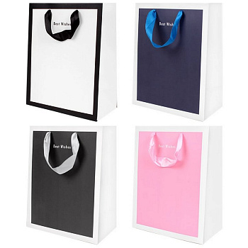 Пакет бумажный 18*23см матовый "Best Wishes" ассорти