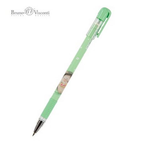 Ручка шариковая с рис. Bruno Visconti "MagicWrite. Ежик с букетом"  0,5мм синяя (линия 0,3мм)
