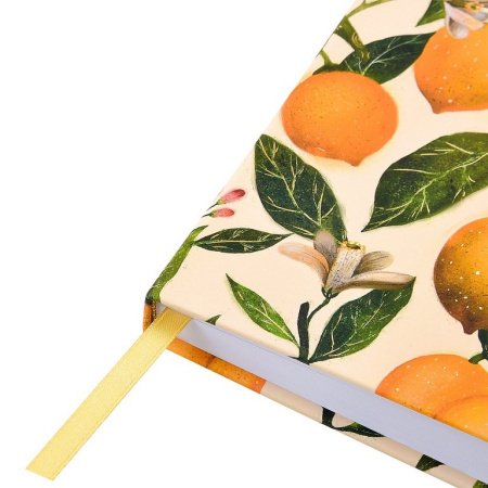 Скетчбук 213*146 мм, 96л.,тв. обл. на ризинке, белый блок "Flora. Paradise lemons"