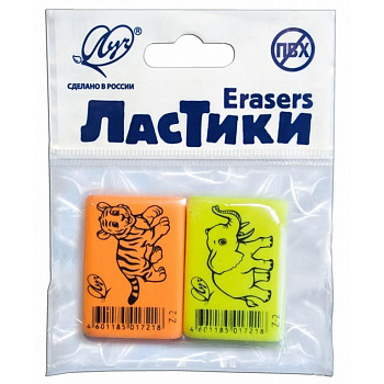 Ластик Луч "ZOO" 35*25*8мм, ассорти 2шт/уп