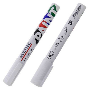 Маркер-краска лаковый  2,8мм deVENTE белый (нитро-основа, мет.корпус)