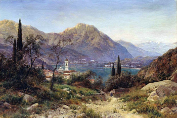 Постер на бумаге 20*30см, И.А.Вельц "Вид северной Италии" 1902г