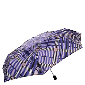 Зонт женский суперавтомат Fabretti, мини , 3 сложения, эпонж, синий