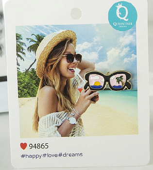 Значок металл "Очки" лето, цветной в золоте