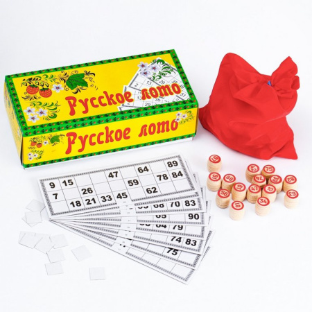 Игра настольная Лото "Русское лото. На каждый день" с деревянными бочонками