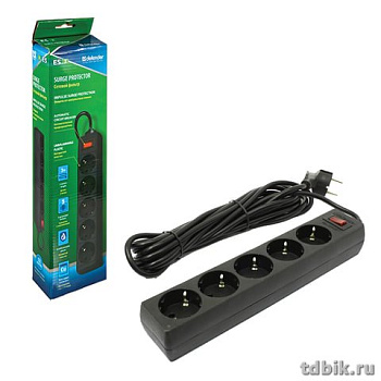 Сетевой фильтр Defender ES (5 розеток) 5м, черный, с авт.предохр.