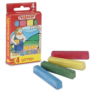 Мел школьный цветной  4шт. ПИФАГОР