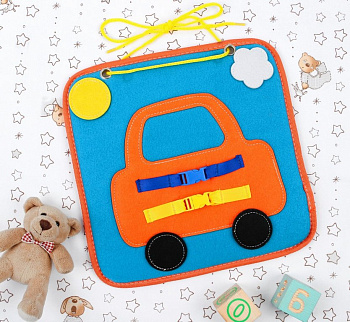 Бизиборд текстильный "Машинка" (фетр) 29х29 Школа талантов
