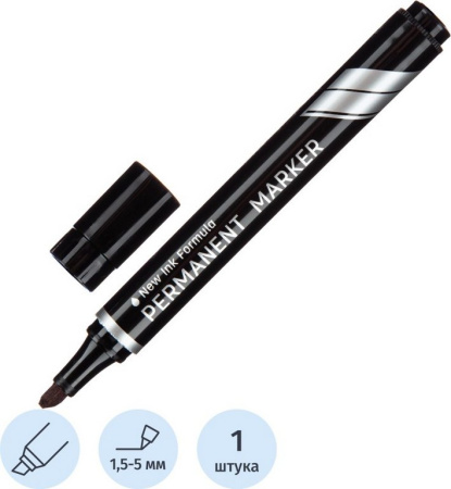 Маркер перманентный  5-1,5 мм Deli "Think" скошенный, черный