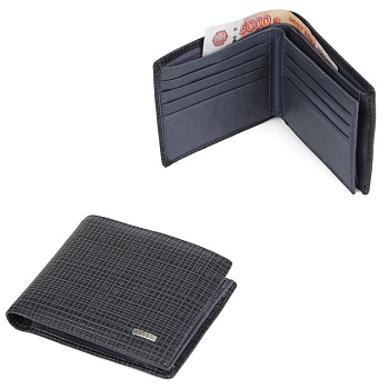 Портмоне FABRETTI мужское, нат.кожа, 12,5*10*3,5см, синий