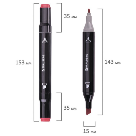 Маркер для скетчинга  24шт/уп BRAUBERG двусторонние в чехле