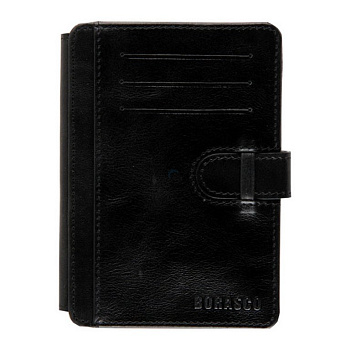 Обложка для документов Borasco "Квест" нат.кожа, черная/коричневая