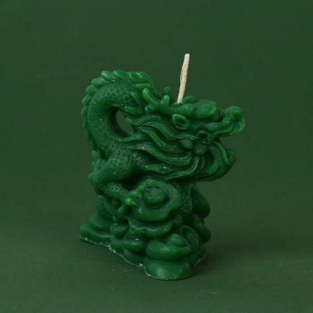 Символ 2024г Свеча "Дракон" 4,5*4,5*8 см, зеленая