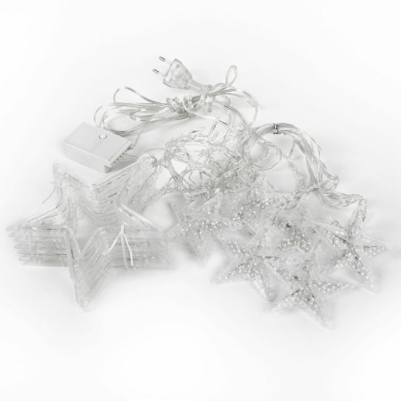 Гирлянда комнатная Бахрома "Звезды" 3м*0,5м, 108 цветных ламп, мерцание, прозрачная нить, 220 В