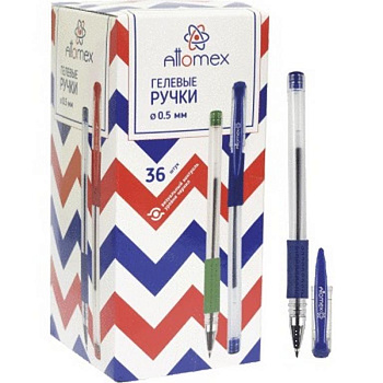 Ручка гелевая Attomex резин. упор 0,5мм синяя (стерж.130мм, линия 0,3мм)