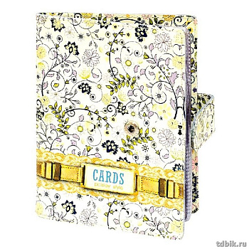 Визитница на 36 визиток "Цветочный узор на бежевом" 12.7*20.5см, кожа