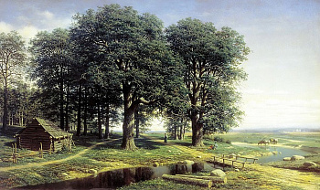 Постер на бумаге 40*50см, М.К. Клодт фон Юренсбург "Дубовая роща" 1863г