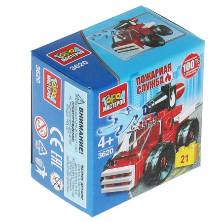 Конструктор пластиковый  21 дет. "Пожарная машина" Город мастеров