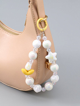 Брелок "Тюльпаны и звёзды" жёлто-перламутровый, 11*4*1,5 см