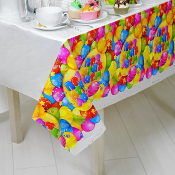 Скатерть 1008*1820 "Поздравляем" ПВХ Страна карнавалия