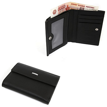 Портмоне FABRETTI женское, нат. кожа, 12*10*3см, черный