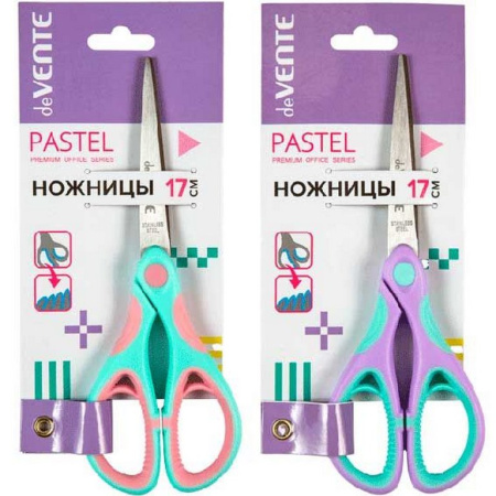 Ножницы 170 мм пластмас. рукоятка с резиновыми вставками deVENTE "Pastel"