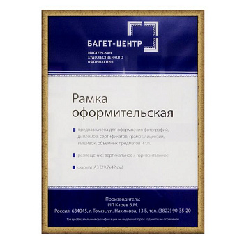 Рамка для фотографий 30*40 см пластик цв. золото темное