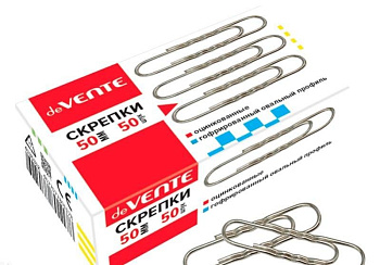Скрепки 50 мм 50 шт/уп оцинкованные, гофрированные "deVENTE"