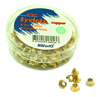 Ободок метал. (люверсы) для круглого отверстия KW-trio d=4,8мм, 250шт. золотистые