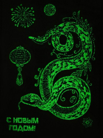 Символ 2025г Украшение оконное "Новогодняя змея" 15*21 см (с раскраской, светится в темноте)