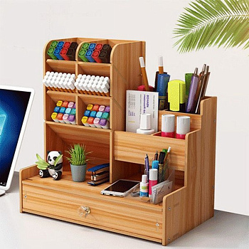 Подставка наст д/канц. принадлеж. deVENTE "Elrix" 13 отд. МДФ, сосна