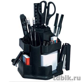 Набор настольный пластик 12 предметов Erich Krause "Офисный" черный, вращающийся