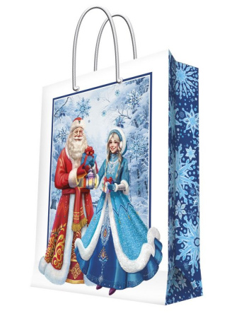 Пакет бумажный НГ 41*49см ламиниров. "Дед Мороз и Снегурочка!"