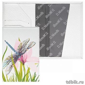 Обложка для документов D.Morelli "Альба" нат.кожа, принт стрекоза
